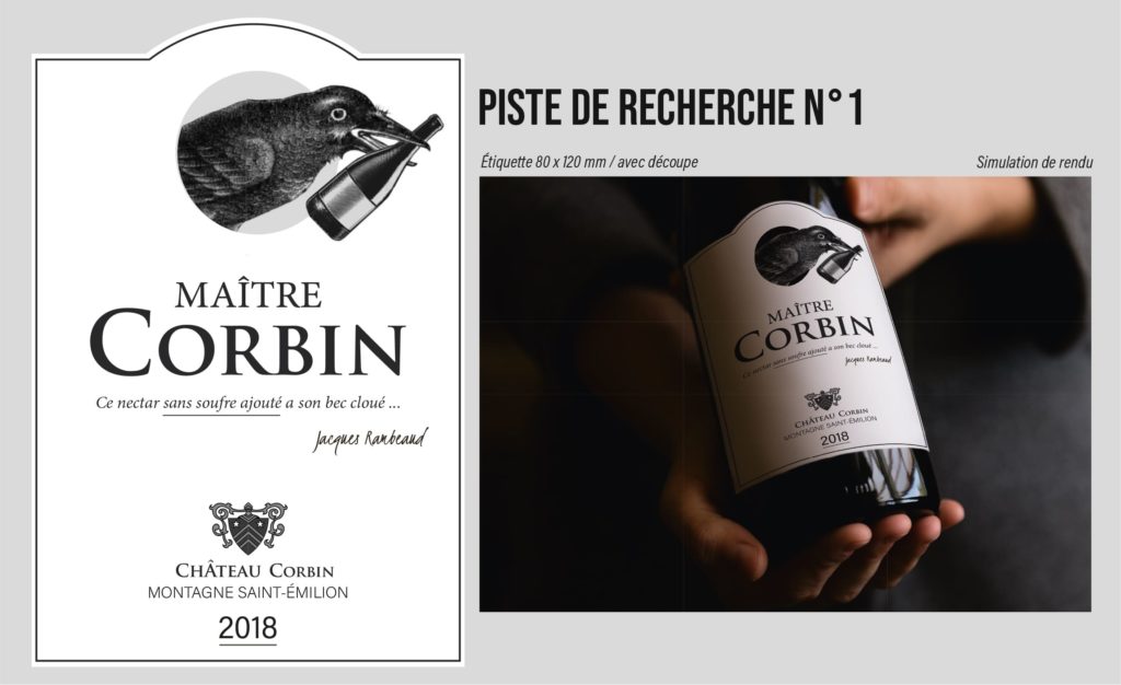Maître Corbin étiquette vin, graphitéine agence de communication