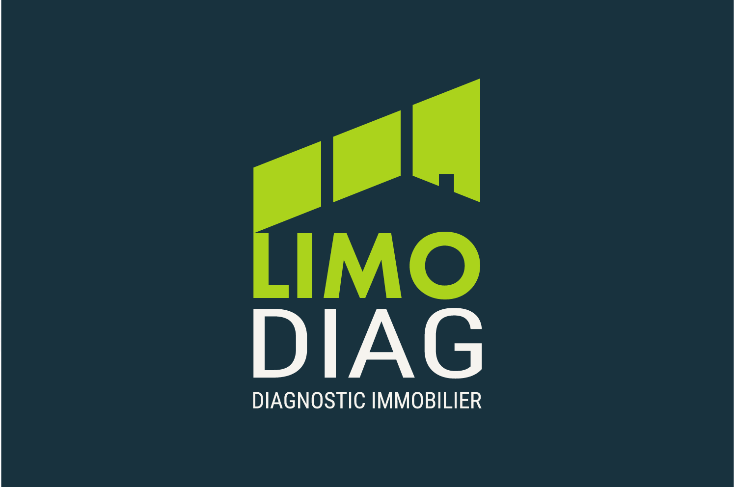 Logo fond bleu pour l'agence de diagnostic immobilier Limodiag par Graphiteine